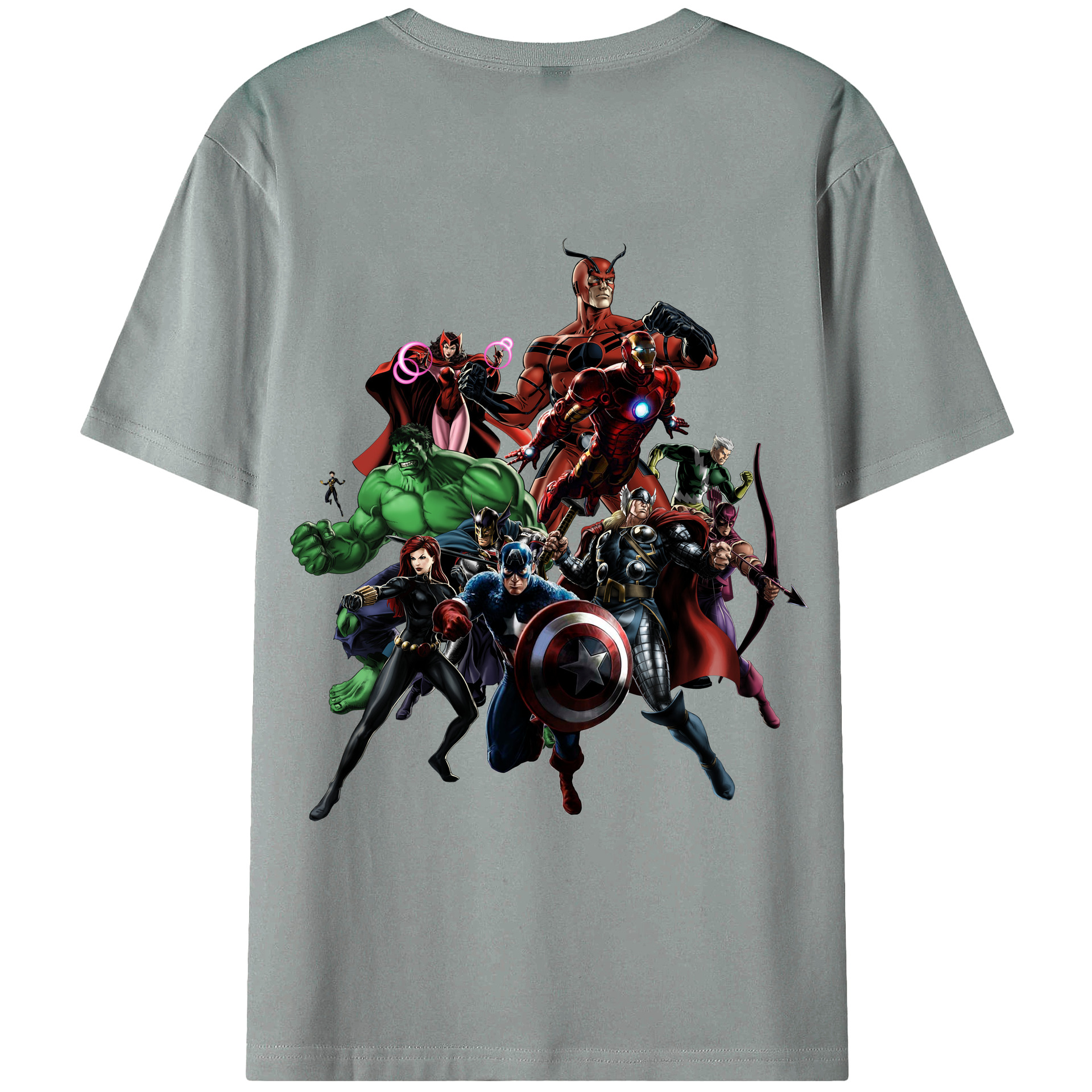 （画像用） アベンジャーズ The Avengers 綿100％ メンズ半袖Tシャツ（バックプリント） 通気性